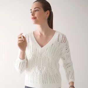NWT White House Black Market V-Neck Sweater ECRU